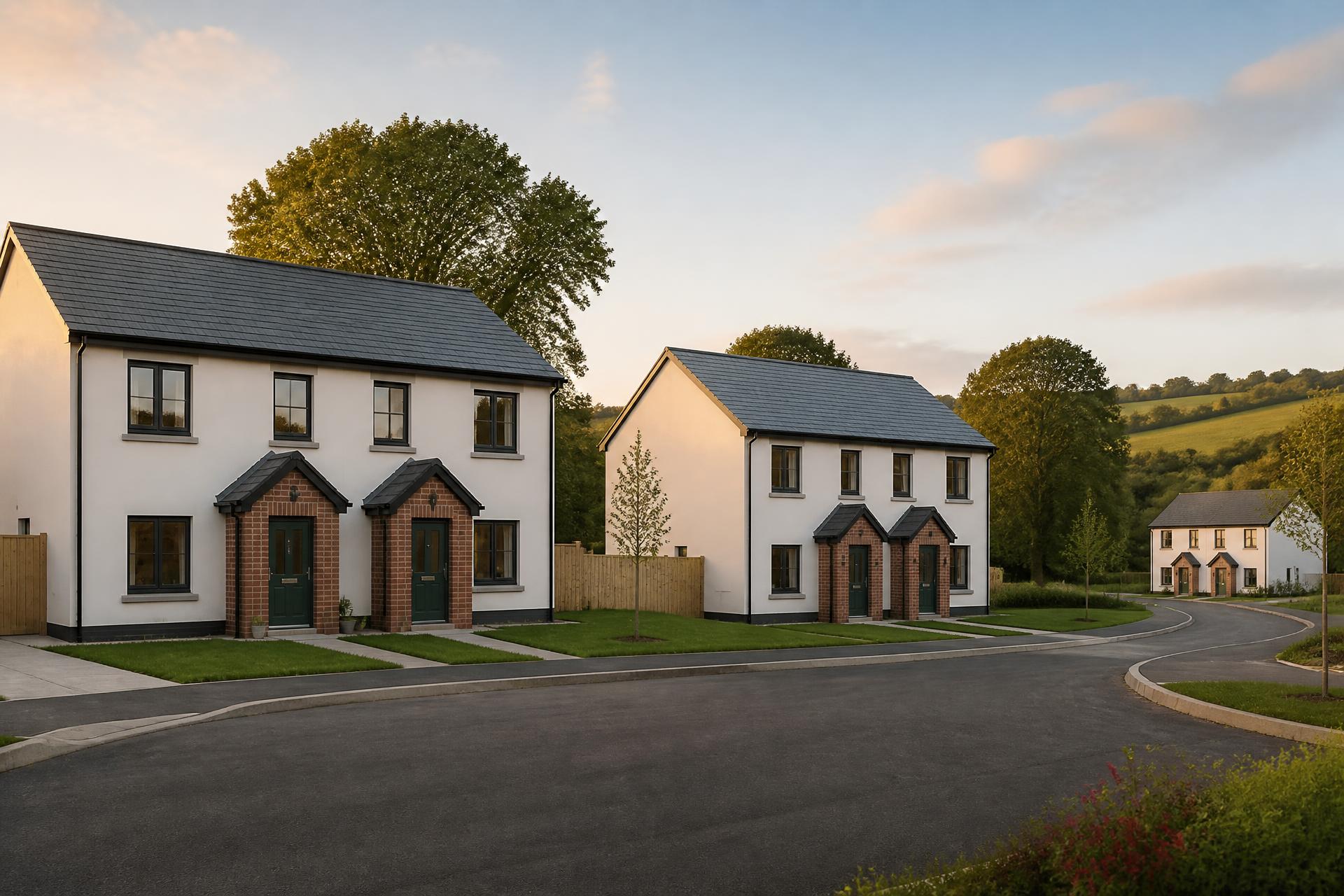 Front elevation of a new three bedroom semi detached home at Glenwood, Kerry Pike